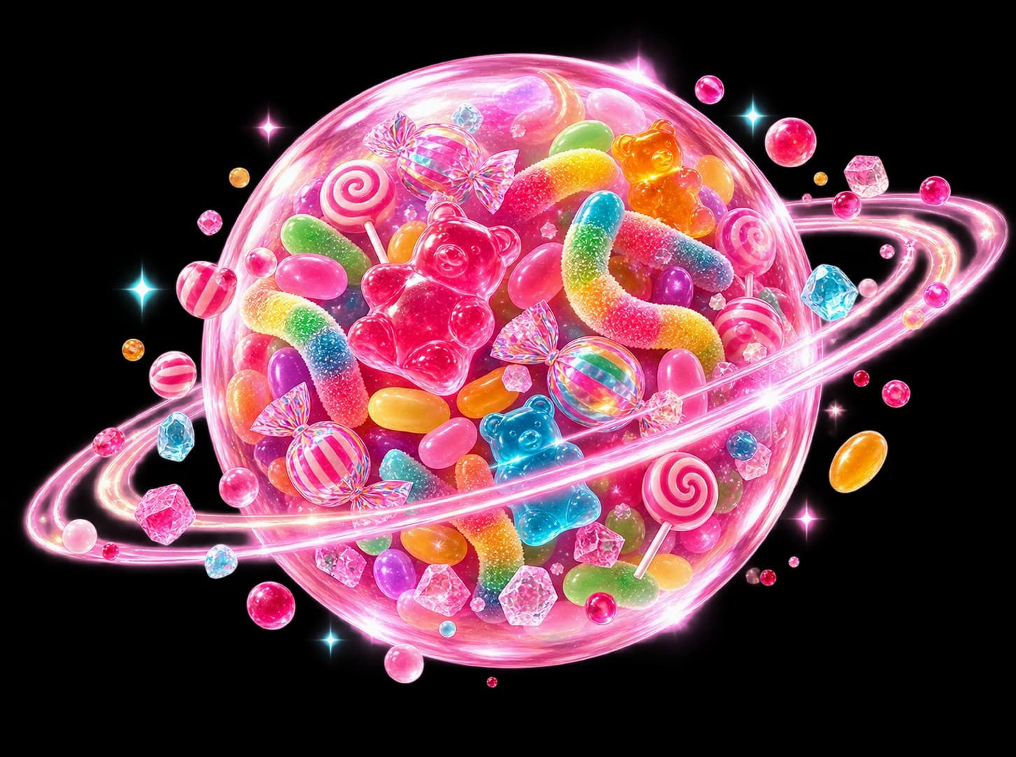 Planeta rosa lleno de golosinas de La Esquina Dulce